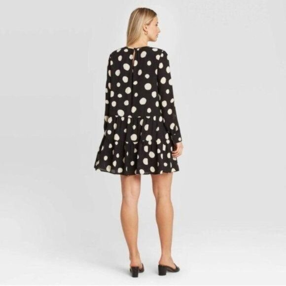 NEW Who What Wear Black White Polka Dot Dress Small - Picture 2 of 9